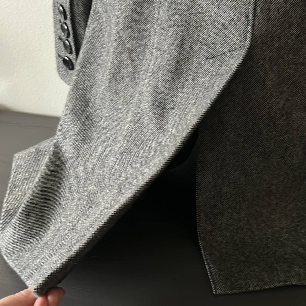 Womens Gray Double-Breasted Wool Blend Coat - Picture 9 of 11